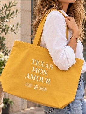 Sézane Octobre Éditions Texas Mon Amour Mustard Canvas Tote Bag